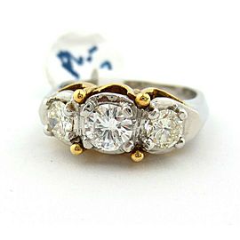 Fine Platinum & Yellow Gold 3 Three Stone Round Diamonds Engagement Ring 0.70ct