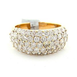 Fine Yellow Gold 5-Row Half Circle Round Brilliant Diamond Pave Ring Band 2.60Ct