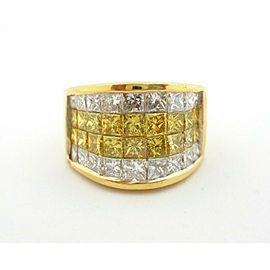 Fine Princess Diamond Channel Set Dome Ring Band 18Kt Yellow Gold 1.44Ct