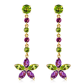 4.8 CTW 14K Solid Gold Chandelier Earrings Peridot Amethyst