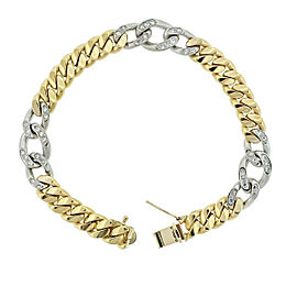 18k Two Tone Cuban Diamond Station Link Bracelet Approx 1.00ctw