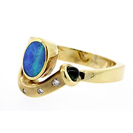 Bagley & Hotchkiss Ring Diamond Oval Opal Inlay 14k yellow Gold size 6.25