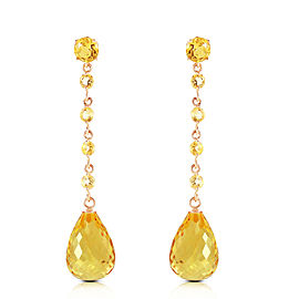 14K Solid Rose Gold Chandelier Earrings with Citrines