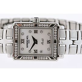 Raymond Weil Parsifal Watch Ladies MOP Pearl Diamond Dial Rectangle SS 9631