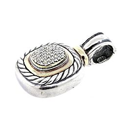 David Yurman Albion Pendant Enhancer Sterling Silver 18k gold Diamond Large 1.5"