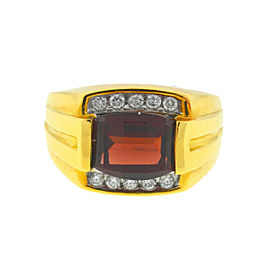 18k Yellow Gold Birks Garnet & Diamonds Men's Ring