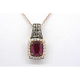 Levian Pendant Ruby Oval Chocolate Diamond Necklace 14k Rose Gold 18"