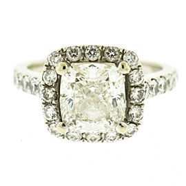 18k White Gold Diamond Engagement Ring w/ 2.53 Cushion Brilliant I VS2 GIA