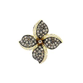 Levian Diamond Flower Pendant Necklace Chocolate White 2.5ctw 14k Yellow Gold