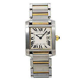 Cartier Tank Francaise Midsize 2465 18kTwo Tone Lady's Watch 25mm Box & Papers