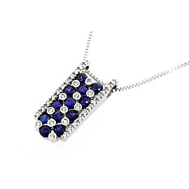 Effy BH Sapphire Diamond Pendant Necklace Rectangle 14k White Gold