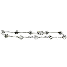 18k White Gold Pave Flower Thin Diamond Bracelet Aprox. 1.98CTW