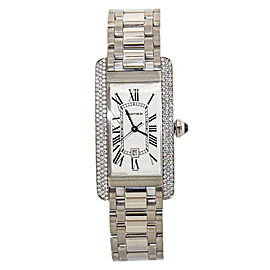 Cartier Tank Americaine 1726 18K White Gold Diamond Unisex Midsize 22mm