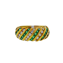 18k Yellow Gold Channel Set Emerald Ring