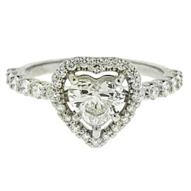 14k White Gold .90 H VS2 Heart Shape Diamond Engagement Ring GIA Certificate