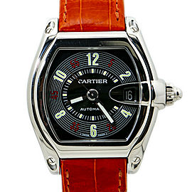 Cartier Roadster 2510 W62002V3 Orange Leather Strap Men's Automatic Watch 37MM