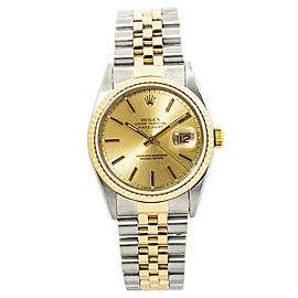 Rolex Datejust 16233 18K Two Tone No Holes Mens Automatic Watch 36mm