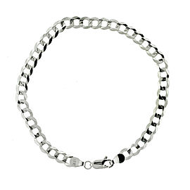 14k White Gold Curb Link Chain Bracelet