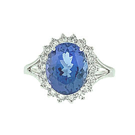 14kt White Gold Ring W/ Oval Tanzanite Stone