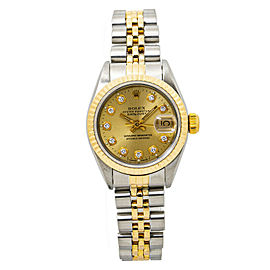 Rolex Datejust 69173 Factory Champagne Diamond Dial 18K TwoTone Jubilee Ladies