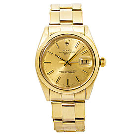 Rolex Oyster Perpetual Date 1500 14K Champagne Dial Mens Watch 34mm