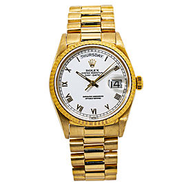 Rolex President Day-Date 18038 18K Gold Men Automatic Watch White Dial 36mm