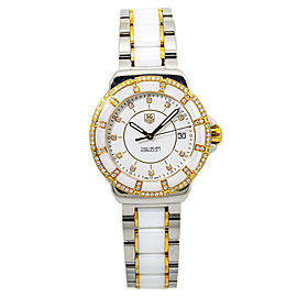 Tag Heuer WAH1221 Formula 1 Womens Two Tone Ceramic Quartz Watch White Dial 34m