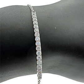 18k White Gold Diamond Station Thin Ladies Bracelet .50 CTW