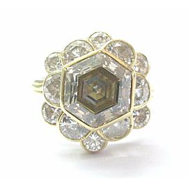 NATURAL Fancy Brown Octagonal Half Moons & Round Cut Diamond Ring 5.03Ct 18Kt YG