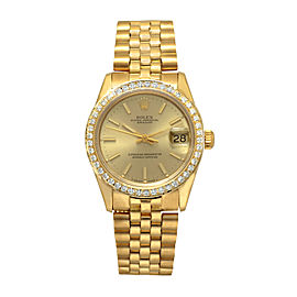 Rolex Datejust 68278 Midsize Auto Watch 18K Diamond Bezel Champang Dial