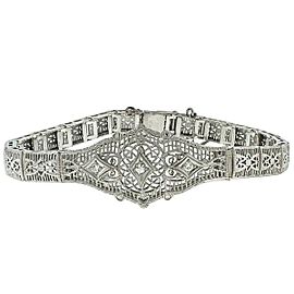 14k White Gold & Diamond Vintage Ladies Bracelet