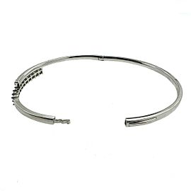 18k White Gold Baguettes & Rounds Diamond Bangle Ladies Bracelet .91 CTW