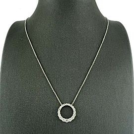 18k White Gold Diamond Circle Ladies Necklace .88 TCW