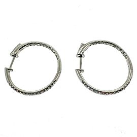 18k White Gold Diamond Inside Out Hoop Earrings .50 TCW