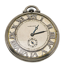 Longines Platinum 0.35CTDiamond Arabic Number 43G Gross Weight Pocket Watch 41m