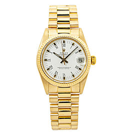 Rolex Datejust 68278 President Automatic Ladies Watch 18K Gold White Dial 31mm