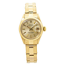 Rolex Datejust 18k Gold Oyster Automatic Ladies Watch Champagne Dial 26mm