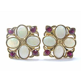 22Kt NATURAL Opal & Ruby Yellow Gold Earrings 12.00CT