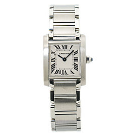 Cartier Tank Francaise 2384 Quartz Stainless Steel Ladies Watch White Dial 20mm