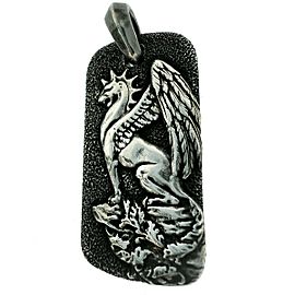 David Yurman Sterling Silver Griffin Dog Tag Pendant