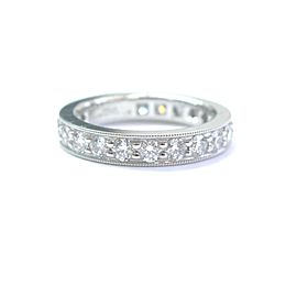 Tiffany & Co Platinum Legacy Diamond Milgrain Band Ring Sz 4.5 3.2mm 1.18Ct