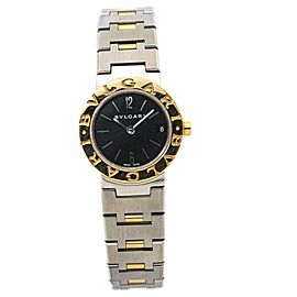 Bvlgari Tubogas Quartz Ladies Watch 18k TwoTone Black Dial 23mm