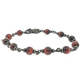 David Yurman Sterling Silver Tigers Eye Bead Bracelet