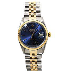 Rolex Datejust Jubilee 18k Two Tone Mens Automatic Watch Blue Dial 36mm