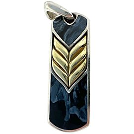 David Yurman Chevron Collection 18kYG/Sterling Silver Pietersite Dog Tag Pendant