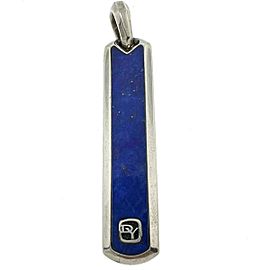 David Yurman Sterling Silver Blue Lapis Long Ingot Dog Tag Pendant