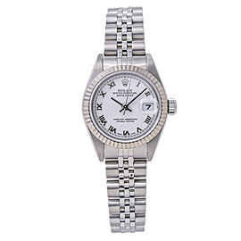 Rolex Date 79174 Jubilee Women's Automatic 18k White Gold Fluted Bezel 26mm