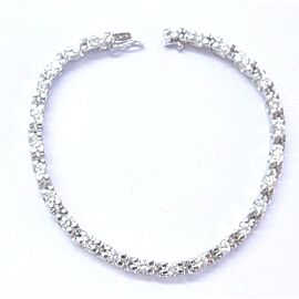 Fine Round Cut Diamond White Gold Tennis Bracelet U Shape 26-Stones 2.34Ct 7"