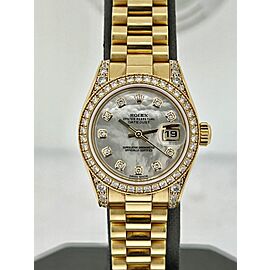 Rolex 179158 18k Yellow Gold President Factory MOP Diamond Dial Ladies Watch