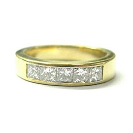 Princess Cut Diamond Five Stone Band Ring 18Kt Yellow Gold 1.00Ct F - VS1 4.6mm